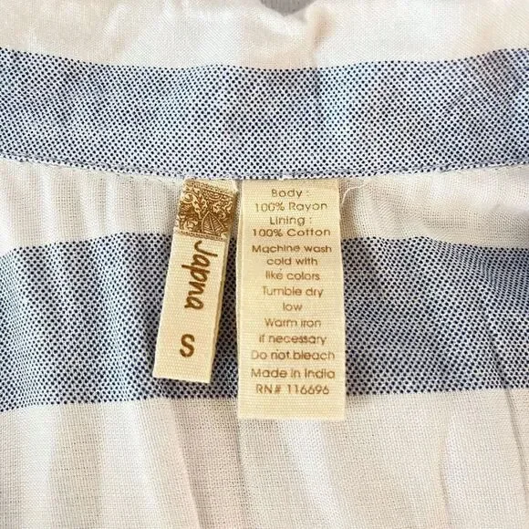 Japna Dress Womens SMALL Blue White Stripe Tie Waist Shirt Dress Short Sleeve - Picture 12 of 13